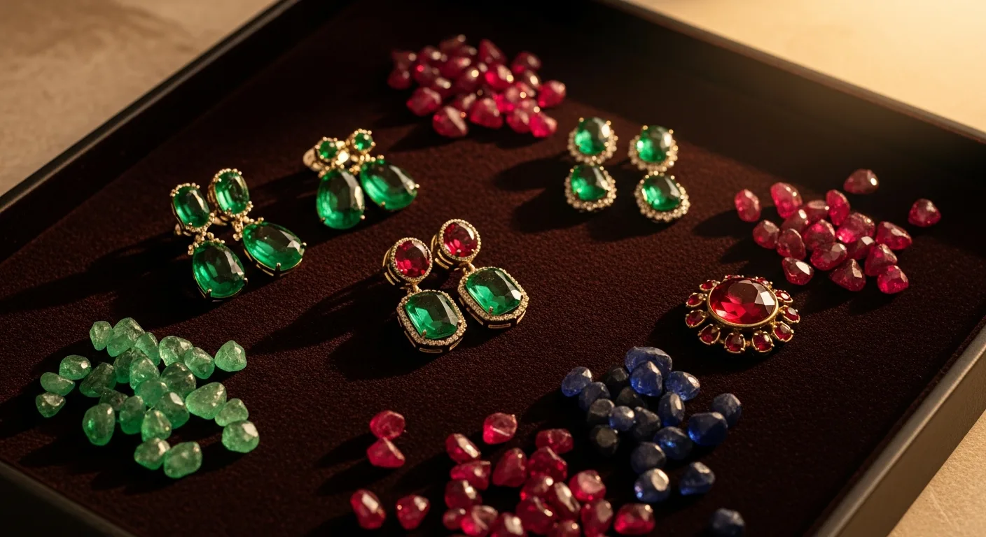 Sélection de boucles d'oreilles émeraude et pierres précieuses